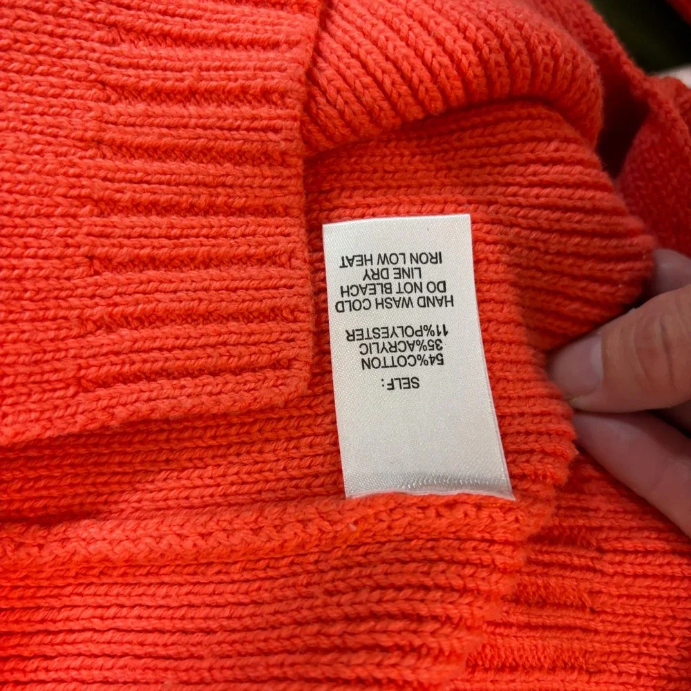 Vici Dolls Womens Small Bright Coral Orange Mock Neck Knit Long Sleeve‎ Sweater
